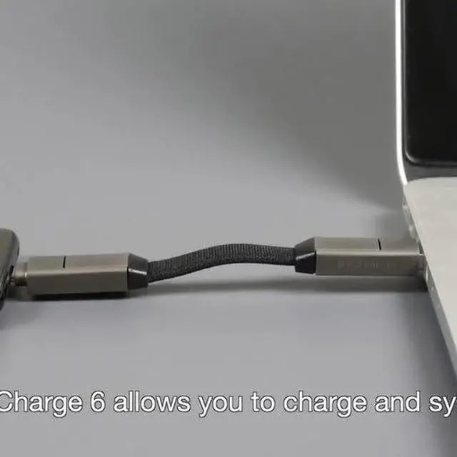 Alt view image 7 of 7 - inCharge 6 - Keychain USB C Charger Cable Lightning Cable and Micro-USB for Smartphone Universal Cable Charger 6 in 1 USB Plug 15W Gray