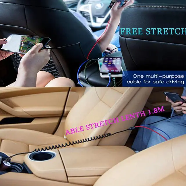 Alt view image 5 of 7 - Multifunction USB Charging Cable Set 3 Pack 3 in 1 Nylon Braided Cord Multiple Fast Charger Cords for Home Office Car
