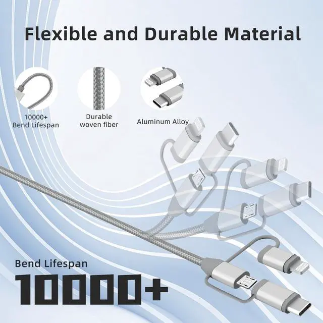 Alt view image 5 of 7 - [ MFi Certified 3 in 1 Charging Cable Adapter with Lightning/Type-C/Micro USB Cable for iPhone 16/15/14 iPad  HTC LG  Galaxy  Xperia Car Play (1 Pack 3.4ft)