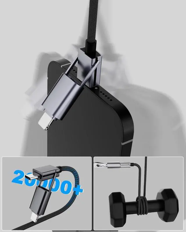 Alt view image 3 of 7 - 4 in 1 USB C Cable 2Pack 6FT Round Braided Multi Fast Charging Cable PD 65W 27W 480Mbps Data Transfer Compatible with iPhone/iPad//MacBook