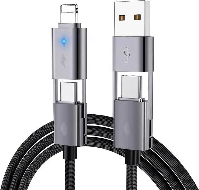 Main image of 4 in 1 USB C Cable 2Pack 6FT Round Braided Multi Fast Charging Cable PD 65W 27W 480Mbps Data Transfer Compatible with iPhone/iPad//MacBook
