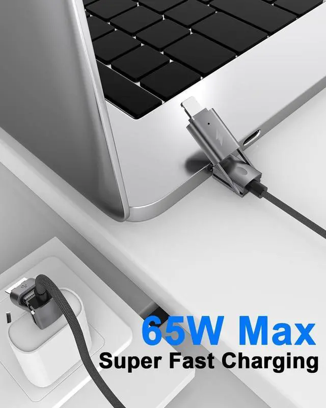Alt view image 5 of 7 - 4 in 1 USB C Cable 2Pack 6FT Round Braided Multi Fast Charging Cable PD 65W 27W 480Mbps Data Transfer Compatible with iPhone/iPad//MacBook