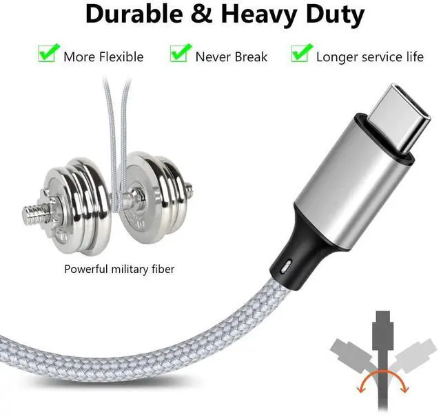 Alt view image 5 of 7 - Multi Charging Cable USB C Splitter Cable 3 in 1 Fast Charging Cord with 3 Type-C Male Port Compatible with Cell Phones Tablets and More - 2Pack 4FT Silver