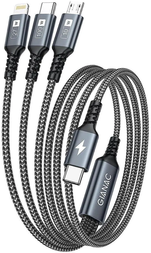 Main image of 100W USB C Multi Charging Cable [2M] 3 in 1 Charging Cable with E-Mark Chip USB C [100W]+Lightning[27W]+Micro[10W] for  S23 iPad Pro iPad mini MacBook Pro/Air/iPhone14 13 12 12