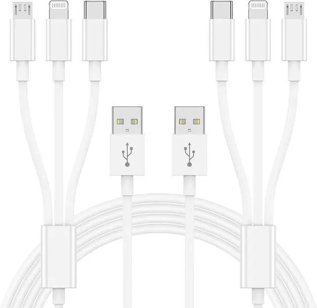 Alt view image 7 of 7 - Multi Charger Cable 6Ft 2Pack 3 in 1 Charging Cord Universal Phone Charger Multiple Charger Wire USB-A to Lightning/USB-Type C/Micro USB Connectors for Cellphone Tablets and More (Charging Only)