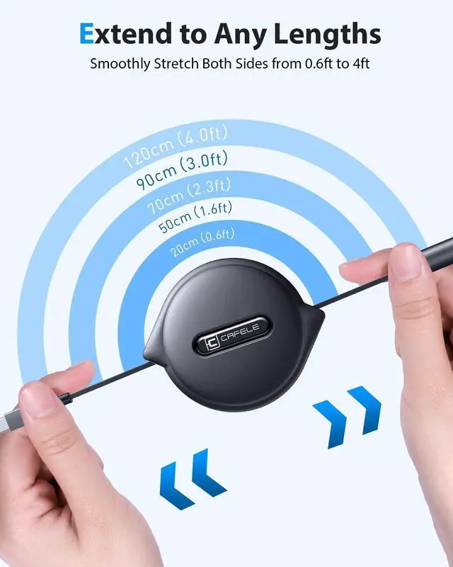 Alt view image 6 of 7 - CAFELE 2025 Upgraded Multi Charging Cable 3A, [2Pack 4ft] Retractable Charging Cable with Type C/L/Micro USB Ports, 3 in 1 Fast Charger Cord for Multiple Devices, Phone 16 15 14/Galaxy/Pads/Tablets