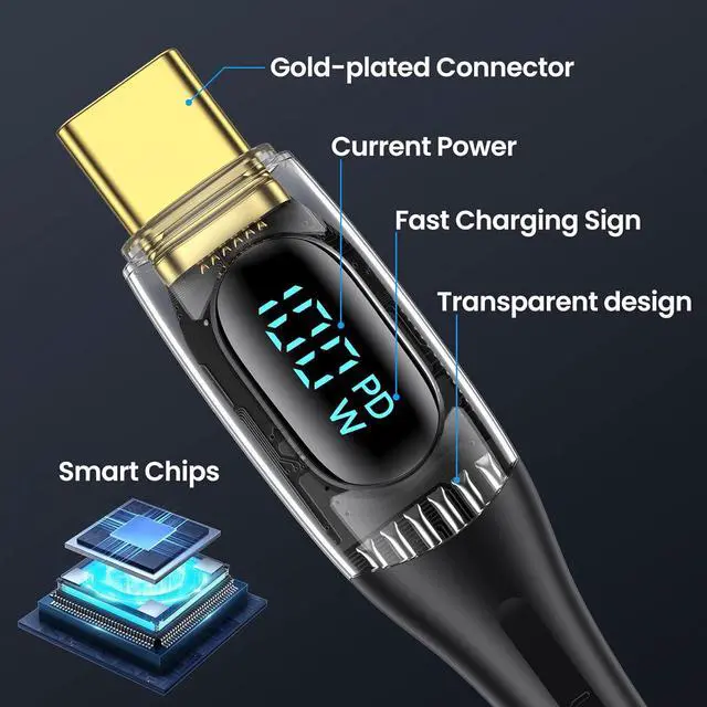 Alt view image 3 of 7 - USB C to Multi Charging Cable USAMS 100W 4FT 5A Type C to Type C Fast Charger Charging Cord with LED Display 5-in-1 C/A to C/Micro/IP Sync Charger Adapter Compatible for Laptop/Tablet/Phone
