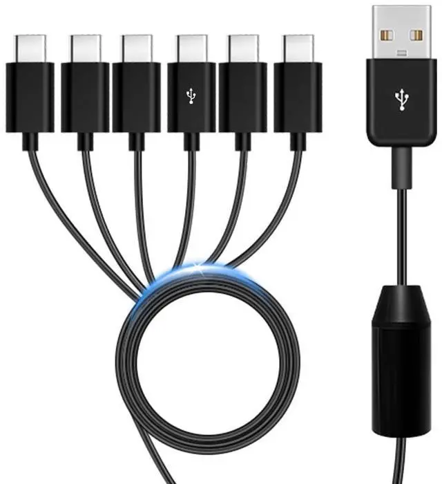 Main image of USB C Splitter Multi Charging Cable 5A Fast Charge USB Type-C Charger Cord for iPhone 16/15 Series iPad Air/Pro Galaxy S24/S23 Pixel PS5 Charging 6 Devices Simultaneously (4.92FT)