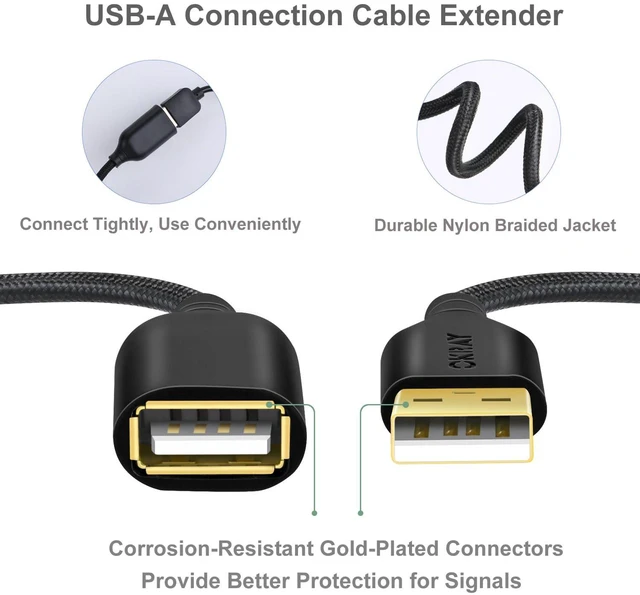 Alt view image 2 of 7 - USB Extension Cable 6FT Type-A Male to Type-A Female Extender Cord