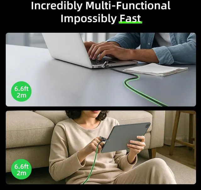 Alt view image 4 of 6 - 4-in-1 USB C Charging Cable 6.6Ft Type C to Type C Cable 240W Fast Charger for iPhone 16/15/14 Pro Plus Pro Max for iPad MacBook Pro/Air Laptops - Multi Charger Cord with USB-A
