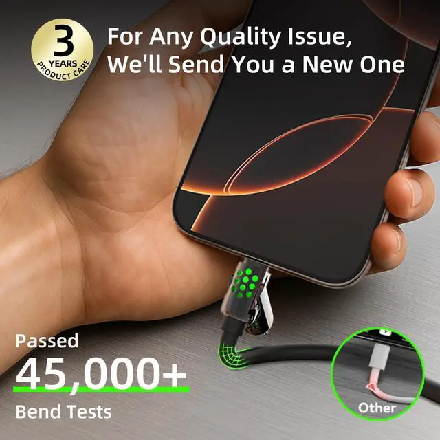 Alt view image 5 of 6 - 4-in-1 USB C Charging Cable 6.6Ft Type C to Type C Cable 240W Fast Charger for iPhone 16/15/14 Pro Plus Pro Max for iPad MacBook Pro/Air Laptops - Multi Charger Cord with USB-A