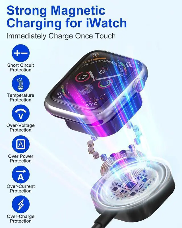 Alt view image 4 of 7 - Retractable Multi Charging Cable for  Watch - 100W 4 in 1 Retractable Charging Cable with Lightning/Micro/Type C/iWatch Port Compatible with  Watch Series/iPhone 16/15/Galaxy Android