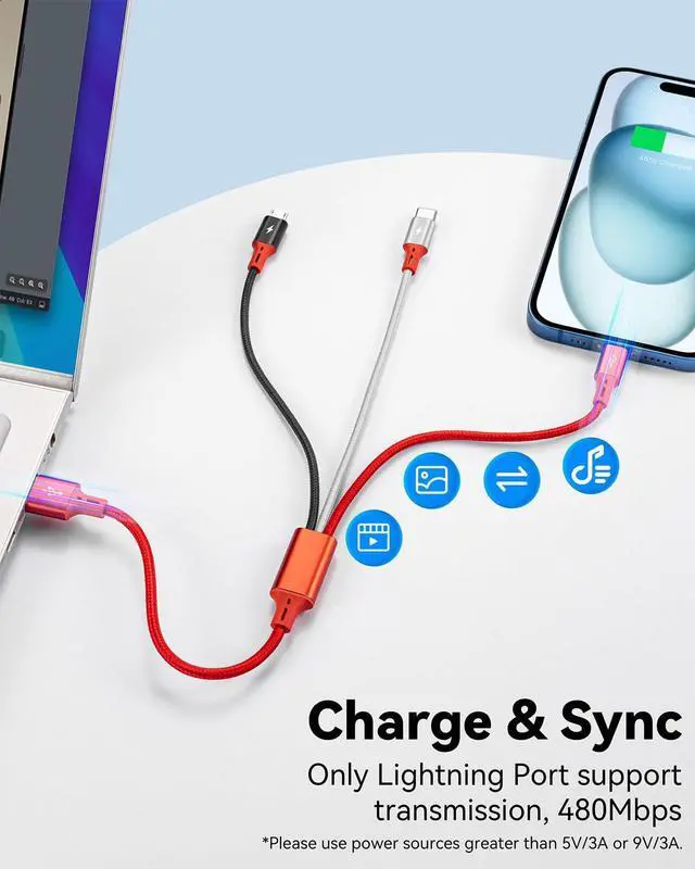 Alt view image 2 of 7 - [3Pack 1Ft] Multi Charging Cable Short Multi Charger Cable 3 in 1 Braided Universal Multiple USB Cable Charging Cord Adapter with IP/Type-C/Micro USB Port for Cell Phones/iPhone Series/Galaxy & More