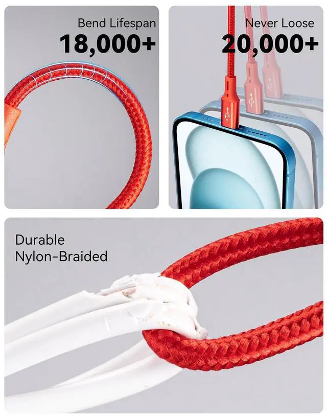 Alt view image 4 of 7 - [3Pack 1Ft] Multi Charging Cable Short Multi Charger Cable 3 in 1 Braided Universal Multiple USB Cable Charging Cord Adapter with IP/Type-C/Micro USB Port for Cell Phones/iPhone Series/Galaxy & More