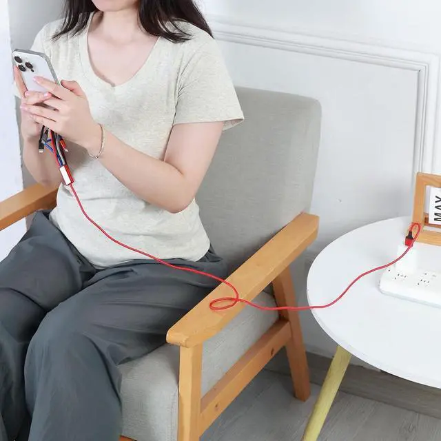 Alt view image 5 of 7 - Multi Charging Cable Amuvec[2Pack 4FT 3A] 4 in 1 Nylon Braided Multiple USB Fast Charge Cord with 2*IP Type C Micro USB Port Connectors Compatible Cell Phones Tablets and More