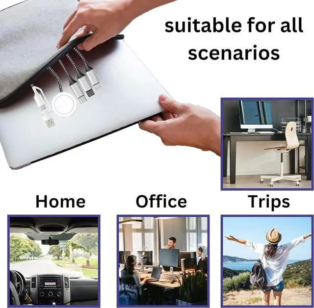 Alt view image 4 of 7 - 4 in 2 Multi Charging Cable for  Watch Charger Upgraded Wireless USB C iWatch Charger Fast Charging with Type C/Light-ning Compatible with iWatch Ultra SE 10-1 i-Phone 16-11 Android (4FT)