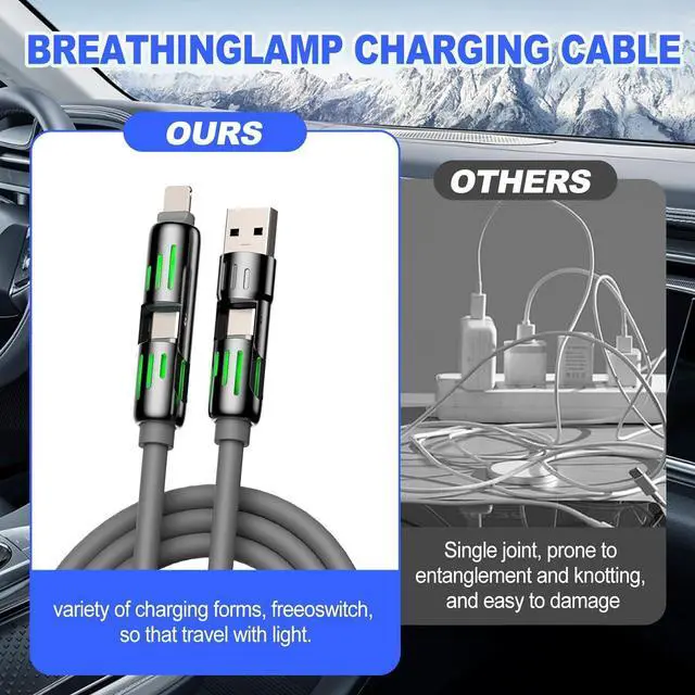 Alt view image 4 of 7 - 4-in-1 Fast Charging Cable 240W USB-A/C to Type-C 4-in-1 Universal Multi USB Charging Cable 240W Max Fast Charger Cord