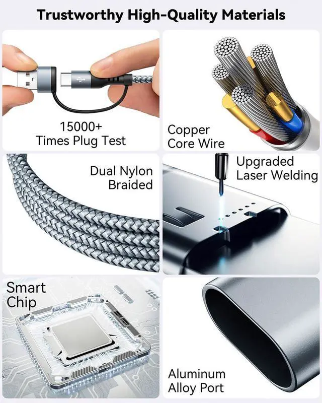 Alt view image 6 of 7 - Upgraded 3 in 2 Multi Charging Cable for iPhone & iWatch 4Ft Magnetic Wireless  Watch Charger USB C Cable Universal Travel Charger Nylon Braided for iWatch SE/9-1/& iPhone Series