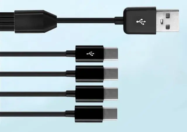 Alt view image 4 of 7 - 4 in 1 Multi Charging Cable - USB 2.0 Type A to Four Micro USB Splitter Cable Data Sync Charging Cord (Black 5Ft)