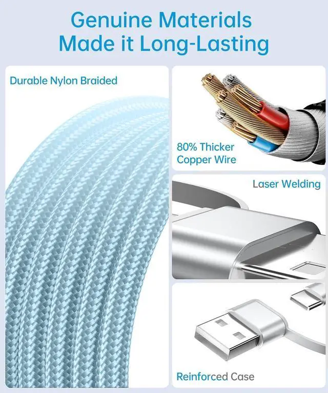Alt view image 7 of 7 - for  Watch Charger 3 in 2 USB C Cable for iPhone Charger Multi Fast Charging Cable Cord Travel Essentials Compatible with iWatch Ultra/SE/10-1 & iPhone 16/15/14/Galaxy S25-22 iPad 4FT Blue