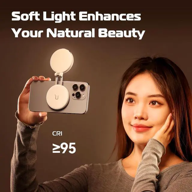 Alt view image 5 of 7 - Magnetic Selfie Light LED Fill Light Compatible with Magsafe LED Selfie Ring Light Included Sticky Ring for Phones for Selfies/Photography/TikTok/Zoom Calls/Video Conference Color Black