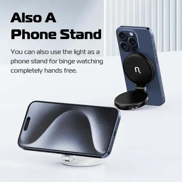 Alt view image 7 of 7 - Magnetic Selfie Light LED Fill Light Compatible with Magsafe LED Selfie Ring Light Included Sticky Ring for Phones for Selfies/Photography/TikTok/Zoom Calls/Video Conference Color Black