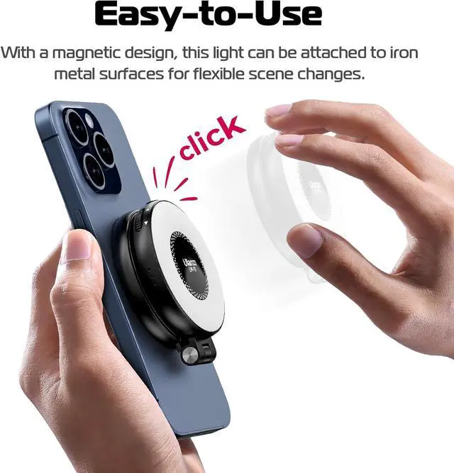 Alt view image 6 of 7 - Magnetic Selfie Light LED Fill Light Compatible with Magsafe LED Selfie Ring Light Included Sticky Ring for Phones for Selfies/Photography/TikTok/Zoom Calls/Video Conference Color Black
