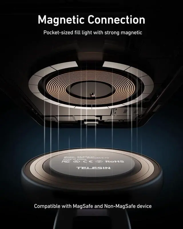 Alt view image 5 of 7 - Magnetic Selfie Light Phone Light Compatible with iPhone Magsafe Selfie Ring Light with Mirror for Selfies/Photography/TikTok/Zoom Calls/Video Conference