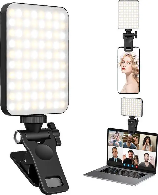 Main image of XINBAOHONG Rechargeable Selfie Light, Clip Fill Light for Phone Laptop Tablet Portable Light for Video Conference Live Streaming Zoom Call Makeup Picture (Black)