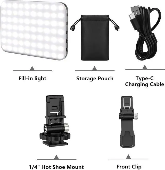 Alt view image 6 of 7 - RGB Video Light 360° Full Color Selfie Light LED Camera Light with 3 Cold Shoe Mounts/CRI 97+/20 Scene Modes/2200mAh Rechargeable Portable Phone Light Photography Selfie Lighting