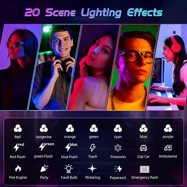 Alt view image 3 of 7 - RGB Light - USB-Rechargeable RGB Selfie Light with 97+ CRI 2500K-6500K 360° Full Color Video Light with 20 Lighting Effect for Party Video Live Streaming and Photography