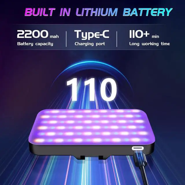 Alt view image 6 of 7 - RGB Light - USB-Rechargeable RGB Selfie Light with 97+ CRI 2500K-6500K 360° Full Color Video Light with 20 Lighting Effect for Party Video Live Streaming and Photography