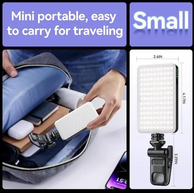 Alt view image 5 of 7 - Phone Light Clip 129 LED Selfie Light RGB Lighting 10 Lighting Modes for iPhone Laptop Camera Portable Fill Light for Selfies Video Conferencing Photography TikTok YouTube Vlog Shooting