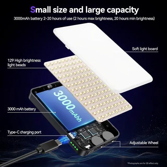 Alt view image 6 of 7 - Phone Light Clip 129 LED Selfie Light RGB Lighting 10 Lighting Modes for iPhone Laptop Camera Portable Fill Light for Selfies Video Conferencing Photography TikTok YouTube Vlog Shooting