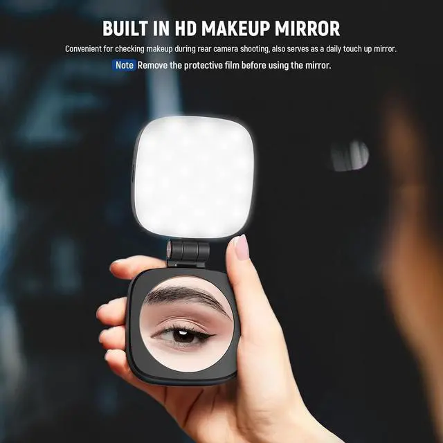 Alt view image 7 of 7 - BASICS Magnetic Selfie Light Compatible with MagSafe iPhone CRI95 700lx/0.3m Folding LED Phone Fill Ring Lighting with Mirror for Zoom Makeup Photography Recording Video Conference Black NL48B