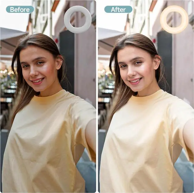Alt view image 4 of 7 - Clip on Ring Light Rechargeable Selfie Fill Light Portable Selfie Ring Light with 3 Adjustable Light Modes Video Conference Light for iPhone Laptop iPad Zoom Meeting Make up Video