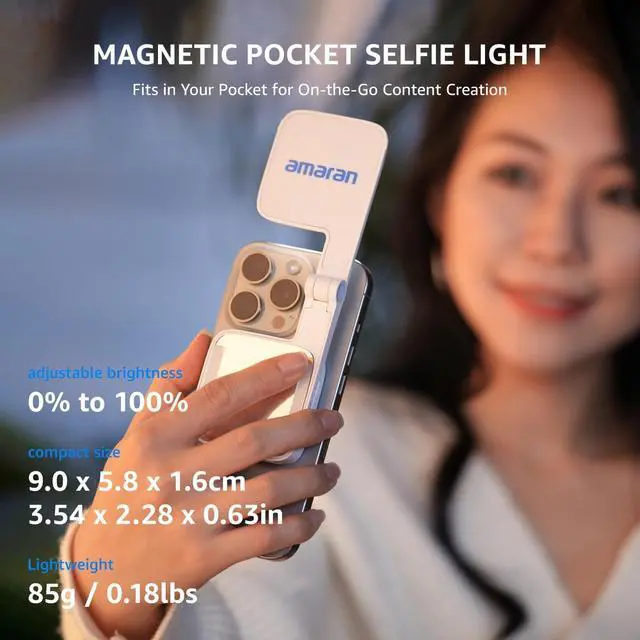 Alt view image 2 of 7 - Go Magnetic Phone Selfie Light Portable LED Light with Built-in Mirror for Selfie Makeup Video Conference TikTok (Pink)