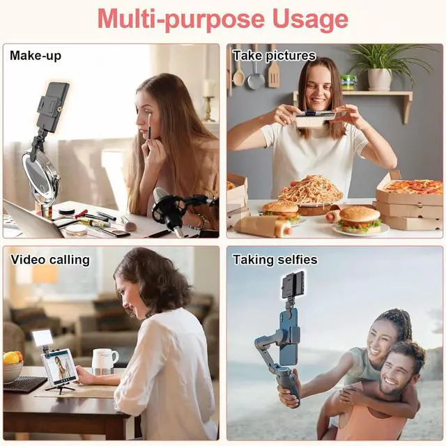 Alt view image 6 of 7 - Rechargeable Clip Fill Video Conference Light Selfie Light for Phone Android Camera iPad Laptop LED Phone for Makeup TikTok Selfie Vlog