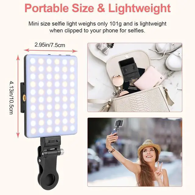 Alt view image 5 of 7 - Rechargeable Clip Fill Video Conference Light Selfie Light for Phone Android Camera iPad Laptop LED Phone for Makeup TikTok Selfie Vlog