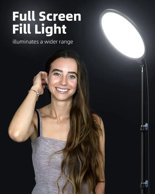 Alt view image 2 of 7 - 10.5 Ring Light with 69 Tripod Stand and Phone Holder Kit Full-Screen Zoom Lighting for Video Recording Makeup Live Stream Dimmable LED Selfie Ring Light Tripod for iPhone with Remote
