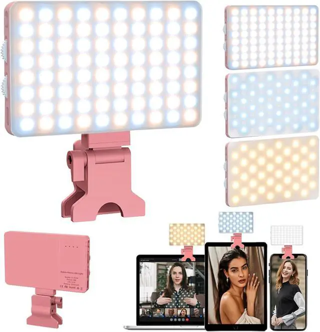 Main image of Pink Selfie Light with Phone Clip 80led Portable Selfie Light with 3 Modes and Infinite Adjustment Modes 2000mah Rechargeable for Phone Laptop Makeup Live Stream