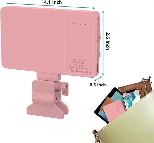 Alt view image 7 of 7 - Pink Selfie Light with Phone Clip 80led Portable Selfie Light with 3 Modes and Infinite Adjustment Modes 2000mah Rechargeable for Phone Laptop Makeup Live Stream