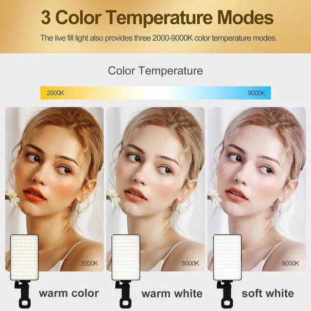 Alt view image 4 of 6 - Selfie Light for iPhone with 120 LEDs 3000mAh Rechargeable Portable Selfie Light Led Phone Light fo Ideal for Video Conferencing Makeup and TikTok. Compatible with Phone Laptop and Camera