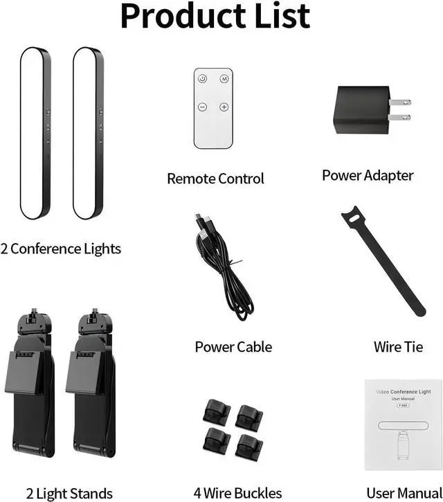 Alt view image 6 of 6 - Dual-lamp Video Conference Lighting LED Streaming Light with Remote and Touch Control Zoom Lighting for Computer Webcam Laptop Monitor Ring Light for Video Calls/Zoom Meetings/Video Recording
