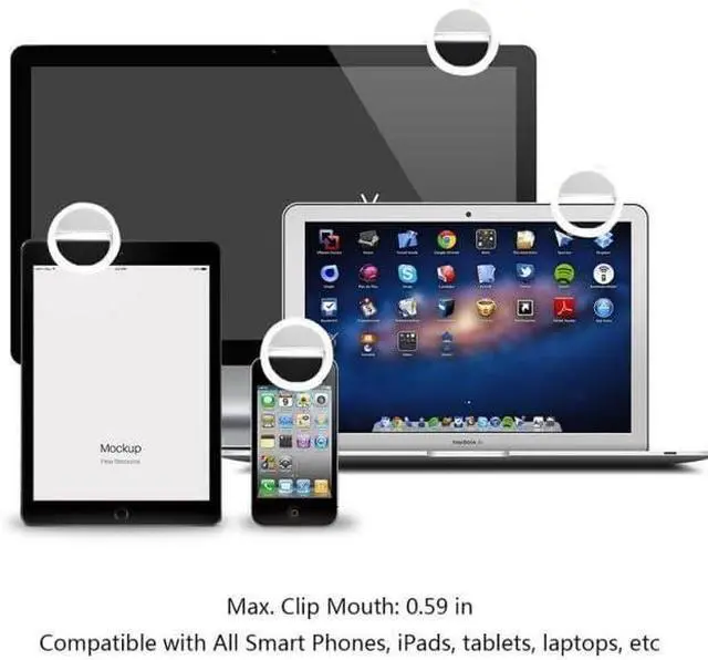 Alt view image 2 of 6 - Mini Selfie Ring Light for Cell Phone Clip-on LED Light for Phone Tablet Laptop Camera Video Lighting Rechargeable 3 Adjustable Light Levels (White)