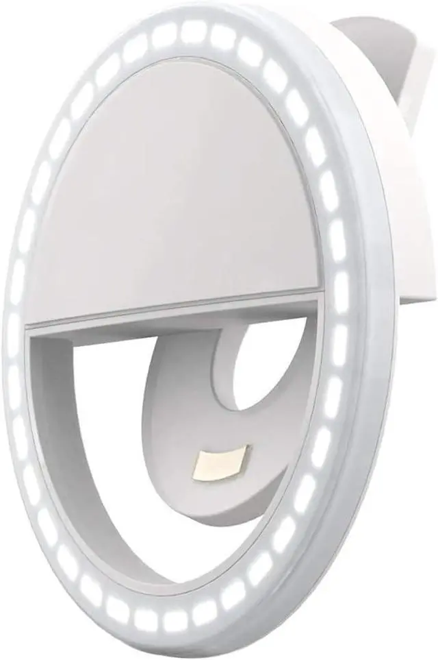 Main image of Mini Selfie Ring Light for Cell Phone Clip-on LED Light for Phone Tablet Laptop Camera Video Lighting Rechargeable 3 Adjustable Light Levels (White)