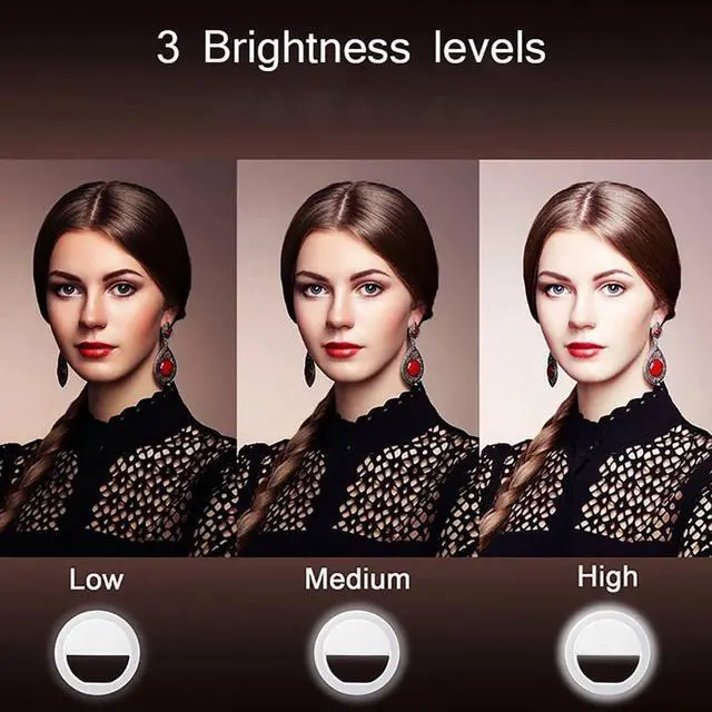 Alt view image 4 of 6 - Mini Selfie Ring Light for Cell Phone Clip-on LED Light for Phone Tablet Laptop Camera Video Lighting Rechargeable 3 Adjustable Light Levels (White)