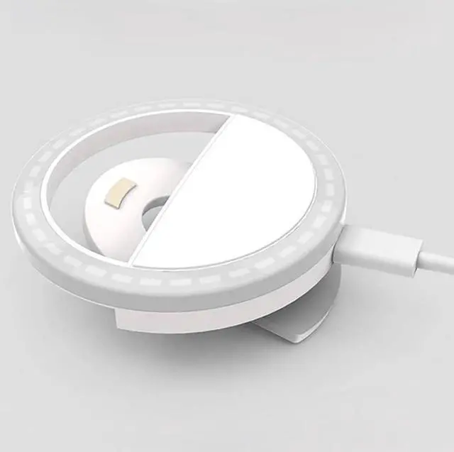 Alt view image 5 of 6 - Mini Selfie Ring Light for Cell Phone Clip-on LED Light for Phone Tablet Laptop Camera Video Lighting Rechargeable 3 Adjustable Light Levels (White)