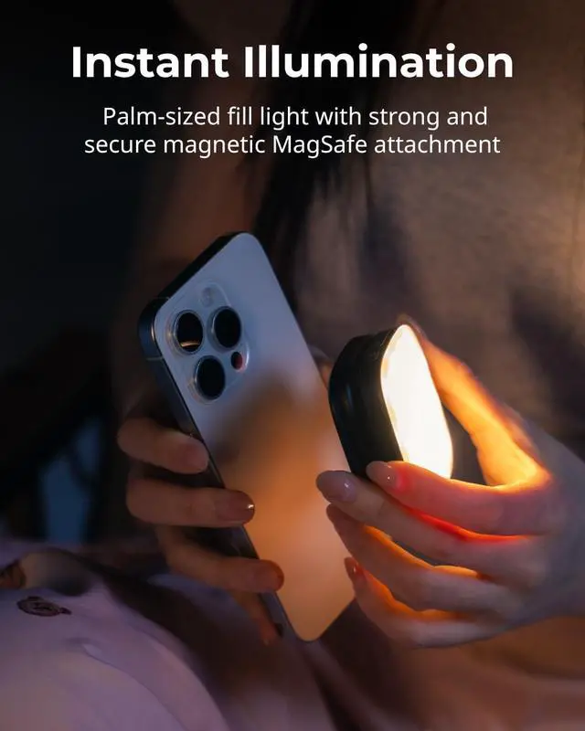 Alt view image 4 of 7 - SmallRig Magnetic Selfie Light for iPhone Phone Light with a Mirror Instant Attachment for MagSafe for Selfies Video Conference Vibe P48 Black