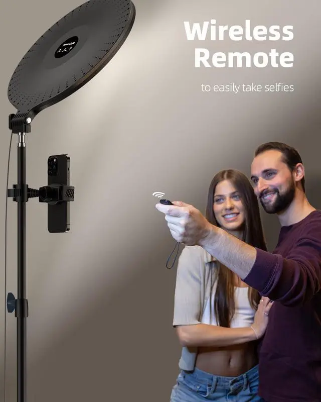 Alt view image 7 of 7 - 10.5 Ring Light with 69 Tripod Stand and Phone Holder Kit Full-Screen Zoom Lighting for Video Recording Makeup Live Stream Dimmable LED Selfie Ring Light Tripod for iPhone with Remote